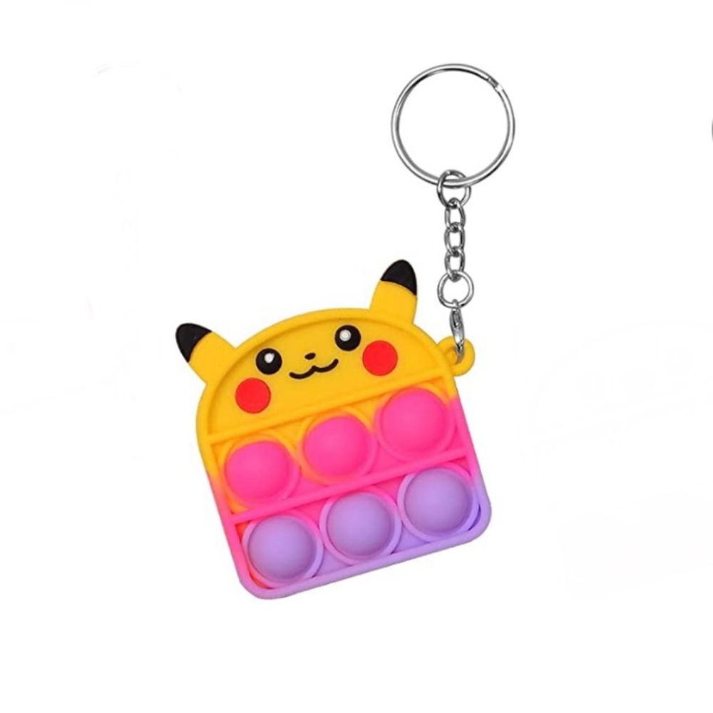 Fidget Toy Pop its Keychain Bubble Wrap Pikachu Mini Pop Keychain New